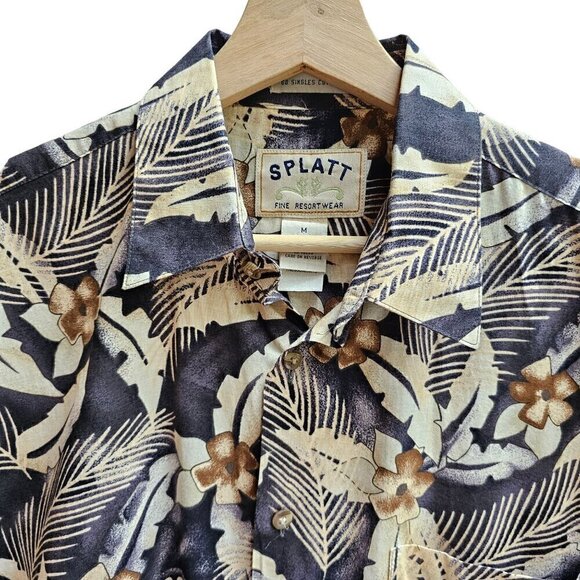 Splatt Men's Hawaiian Shirt M 100% Cotton Floral Print Fine Resortwear - Picture 7 of 9